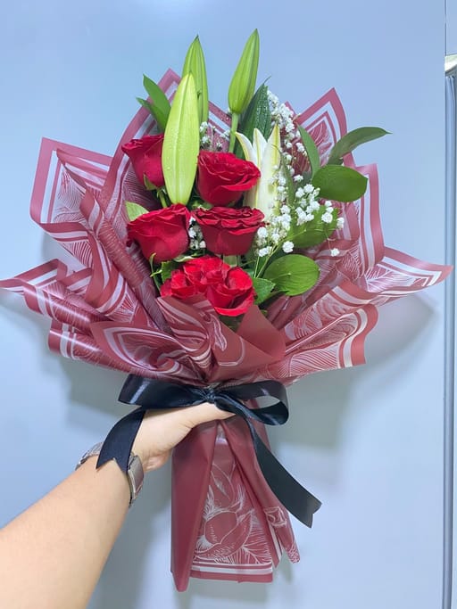 The Crimson & Pure Lily Bouquet