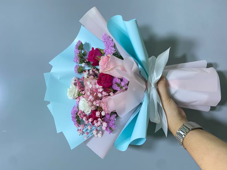 The Soft Pink & Sky Blue Bouquet - Image 2