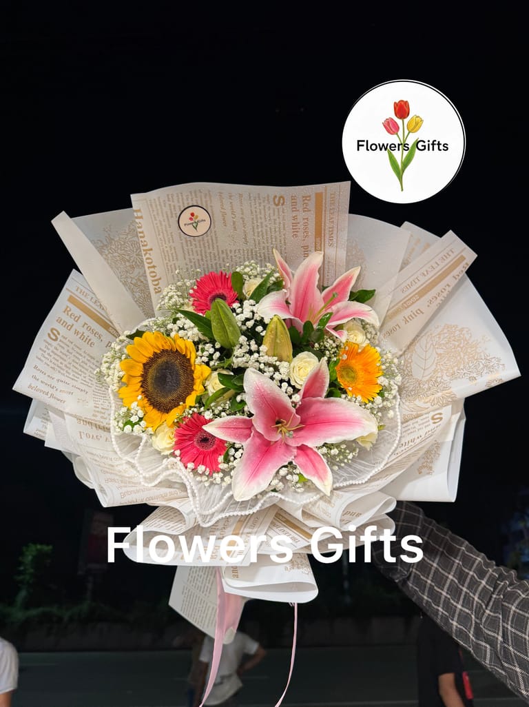 Premium Lily With Sunflower Bouquet π - Image 1