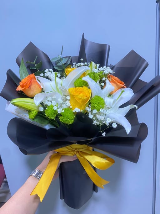 Orange & Yellow Mixed Flower Bouquet