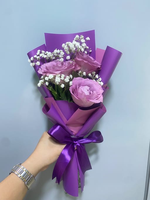 The Royal Purple Trio & Gypsophila Bouquet