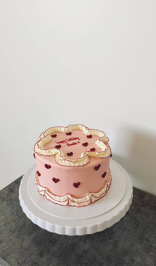 Pink Ruffle Heart Cake