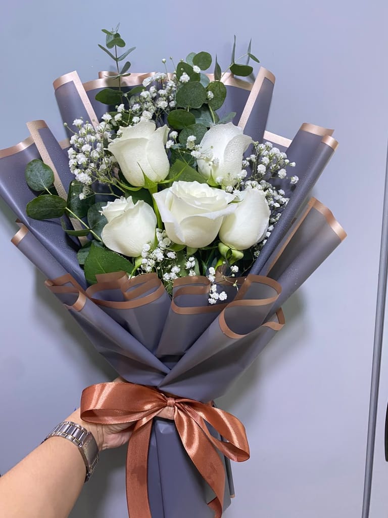 White Rose & Eucalyptus Bouquet - Image 1