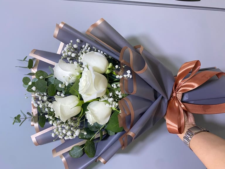 White Rose & Eucalyptus Bouquet - Image 2