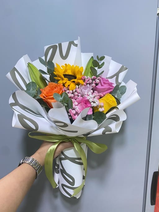 Sunflower & Yellow Rose Bouquet 