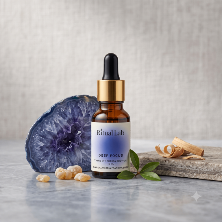 Deep focus | Sandalwood & Frankincense — Third Eye Chakra bodyoil - Image 1