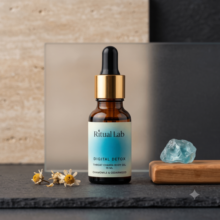 Digital detox | Chamomile & Cedarwood — Throat Chakra Body Oil - Image 1