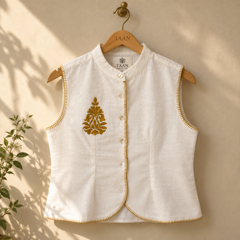 Ivory TAAN Embroidered Vest - Image 1