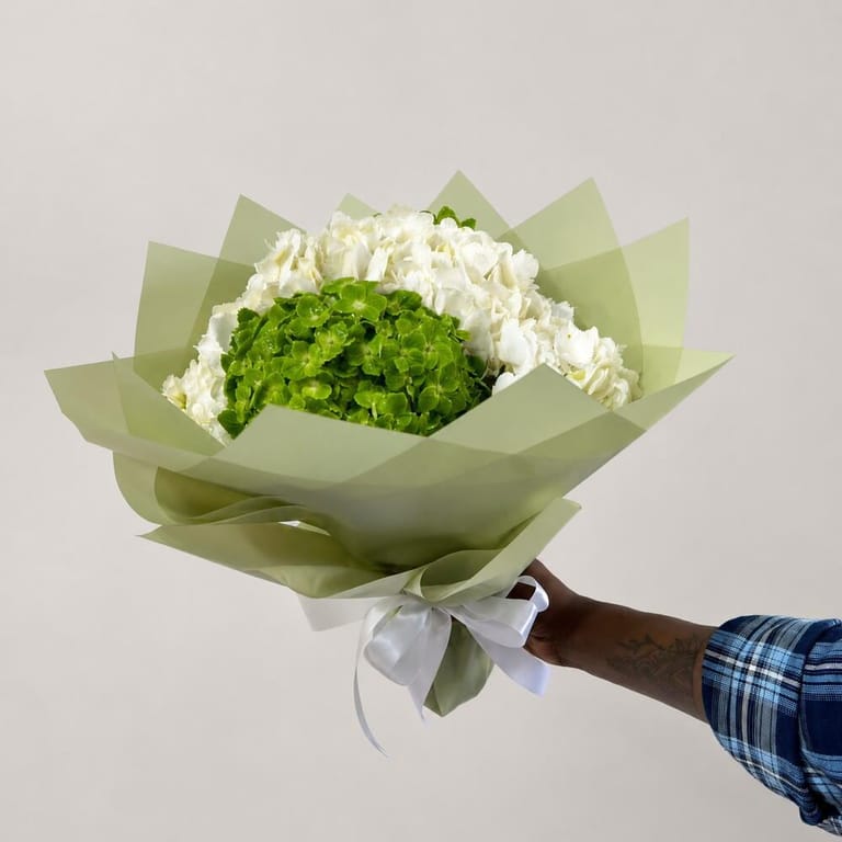 Bouquet Of White And Green Hydrangeas-A19 - Image 1