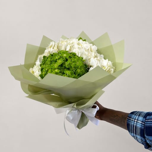 Bouquet Of White And Green Hydrangeas-A19