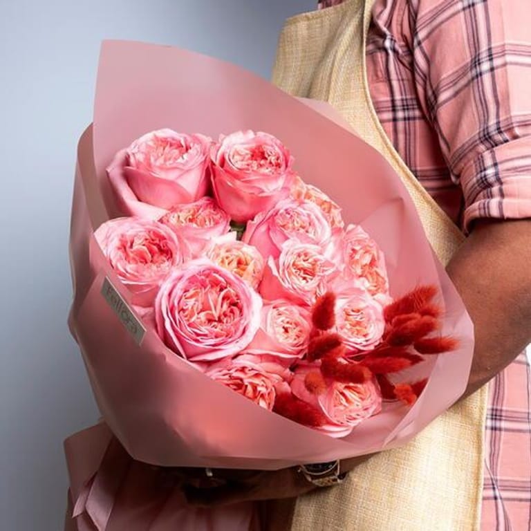 15 Luxury Pink Peony Rose Bouquet-A30 - Image 1