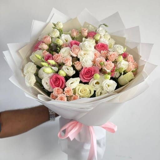 Blush Rose And Lisianthus Bouquet-A31