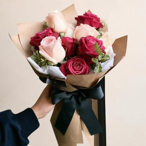 Bouquet Of 11 Mixed Color Roses-A39