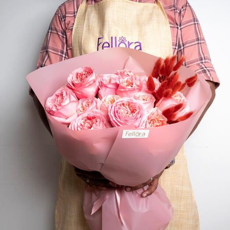 15 Luxury Pink Peony Rose Bouquet-A30 - Image 3