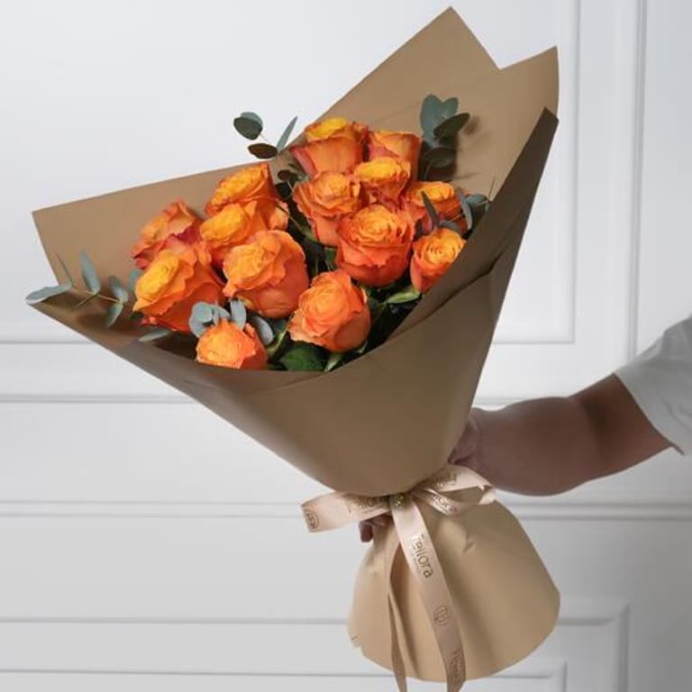 Bouquet Of 15 Orange Roses-A38 - Image 3