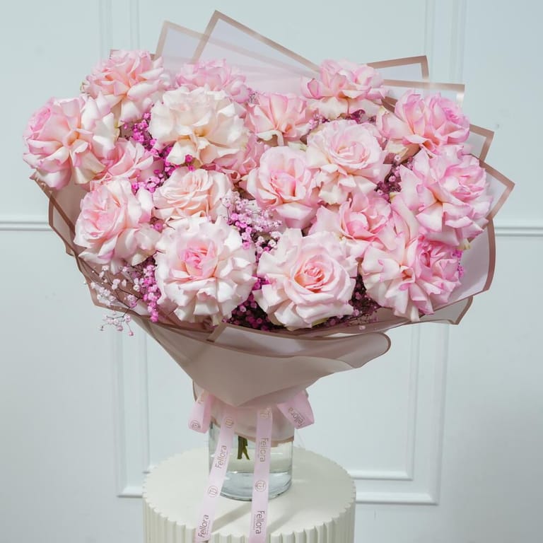 21 Pink French Roses Bouquet-A23 - Image 3