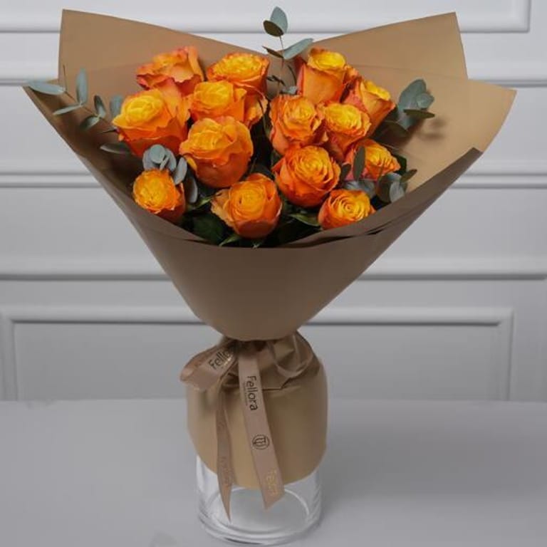 Bouquet Of 15 Orange Roses-A38 - Image 4