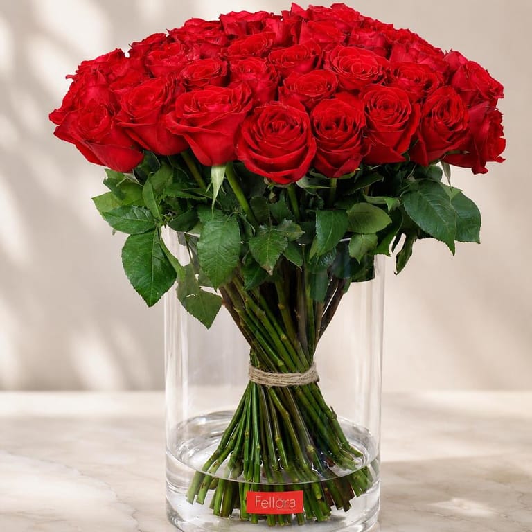 51 Red Roses Vase-A83 - Image 1