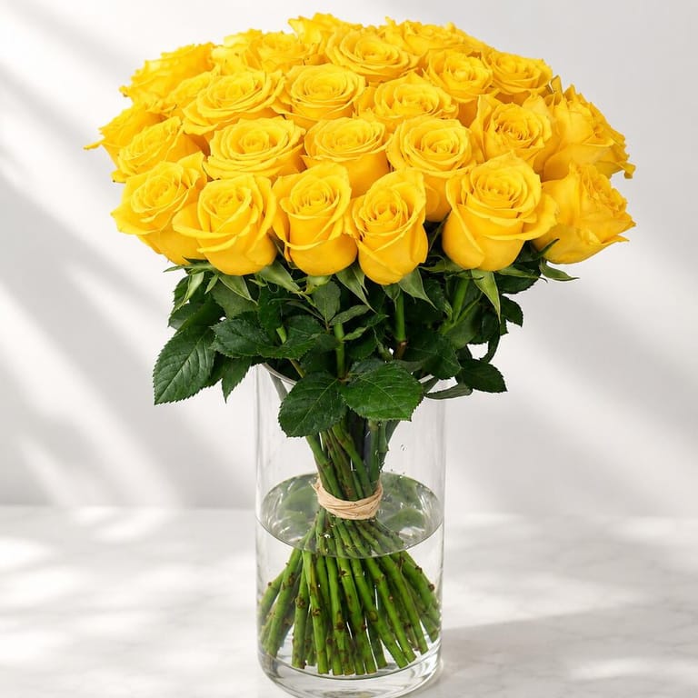 31 Yellow Roses Vase-A87 - Image 1