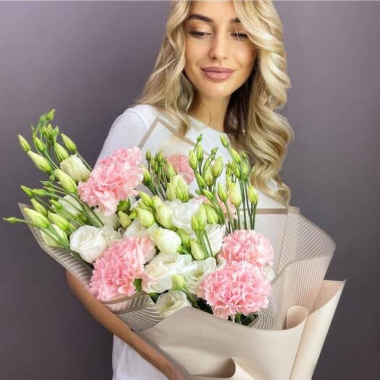 Carnation And Lisianthus Bouquet-A125 - Image 1