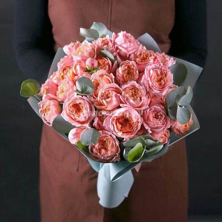 11 Julietta Peony Roses And Ucalyptus Bouquet-A154 - Image 2