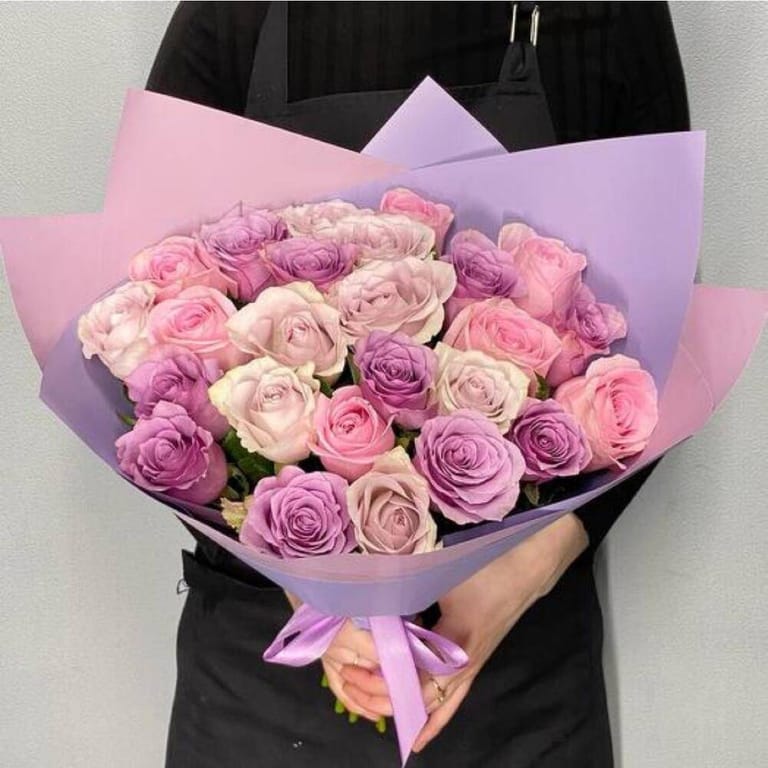 31 Pink And Lavender Rose Bouquet-A157 - Image 2