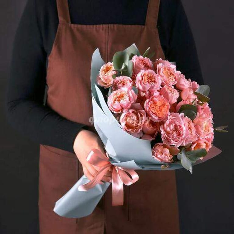 11 Julietta Peony Roses And Ucalyptus Bouquet-A154 - Image 3