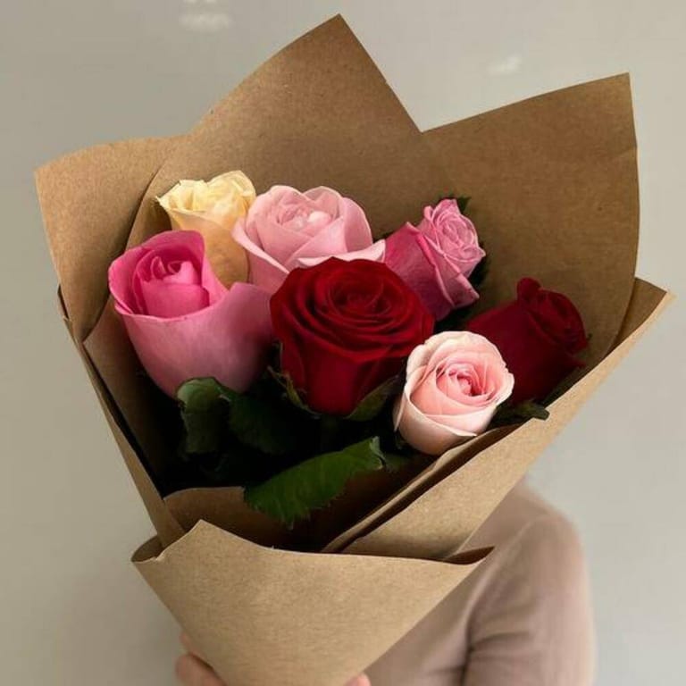 Bouquet Of 7 Multi-Coloured Roses-A164 - Image 3