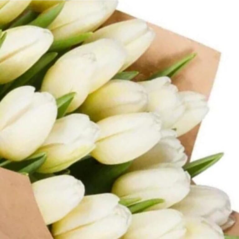 21 White Tulip Kraft Bouquet-A145 - Image 4