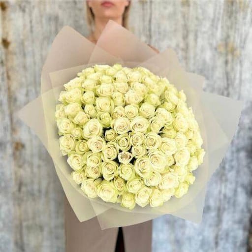 101 Luxury White Rose Bouquet-A193