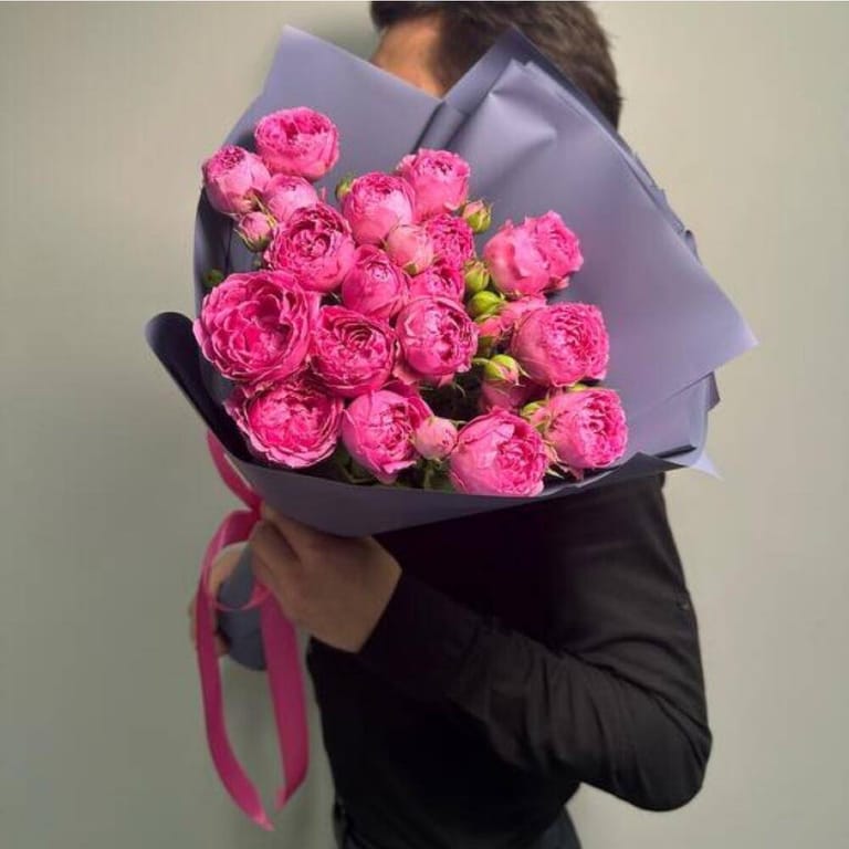 7 Pink Peony Rose Bouquet-A171 - Image 2