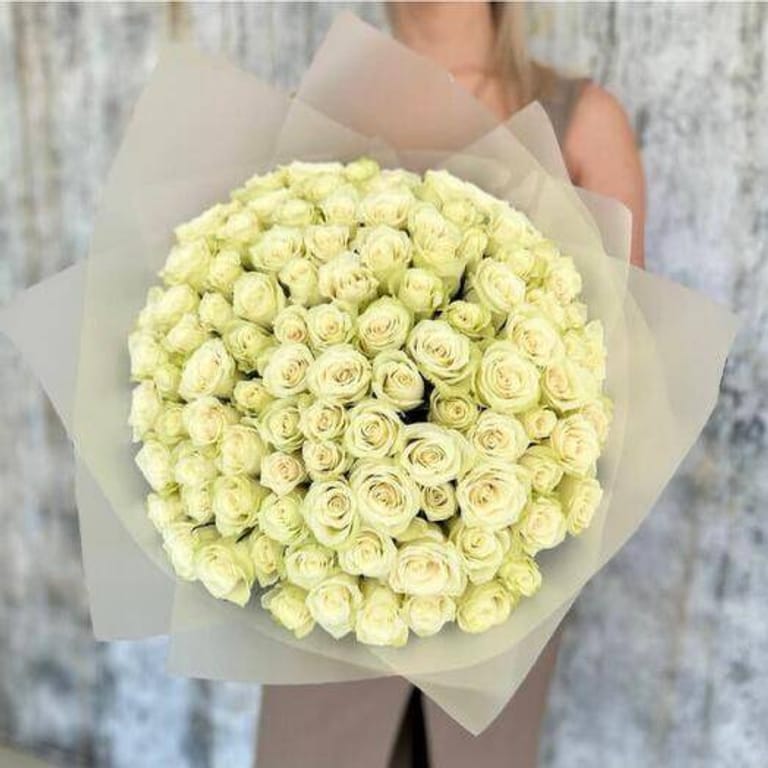 101 Luxury White Rose Bouquet-A193 - Image 2