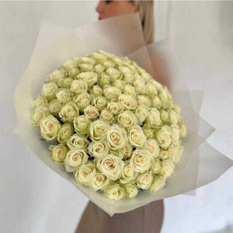 101 Luxury White Rose Bouquet-A193 - Image 3