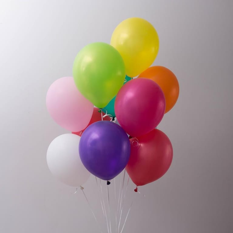 9 Mixed Colour Latex Helium Balloons-A207 - Image 1