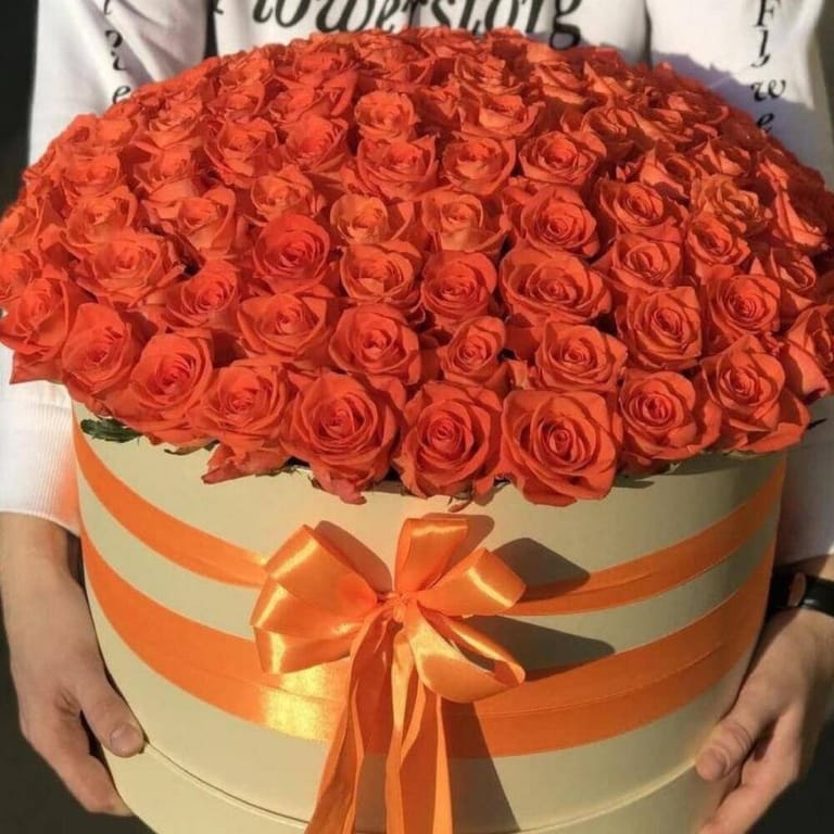 101 Luxury Orange Roses Flower Box-A225 - Image 2
