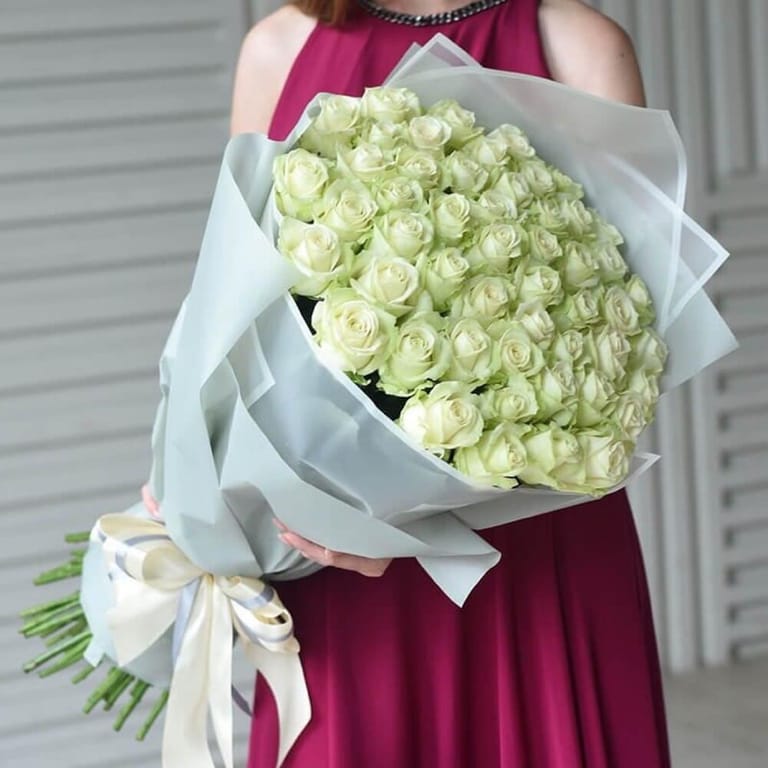 51 Luxury White Roses Bouquet-A282 - Image 1