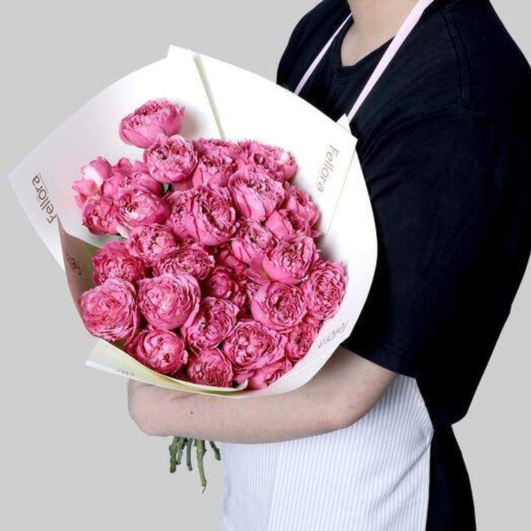 11 Cerise Garden Peony Roses Bouquet-A309 - Image 1