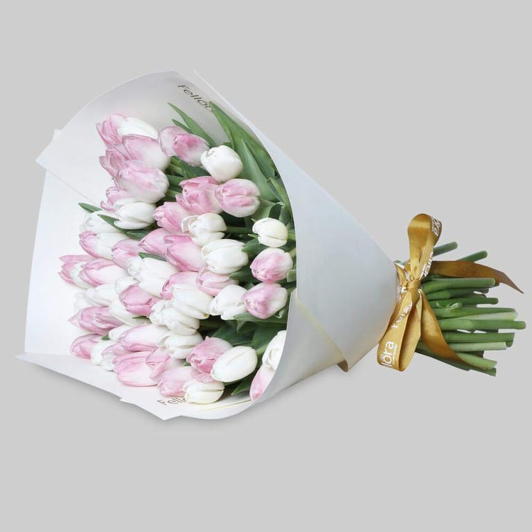 51 Pink And White Tulips Luxury Bouquet-A311 - Image 2