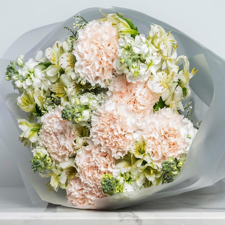 Carnation White Alstroemeria Bouquet-A303 - Image 3