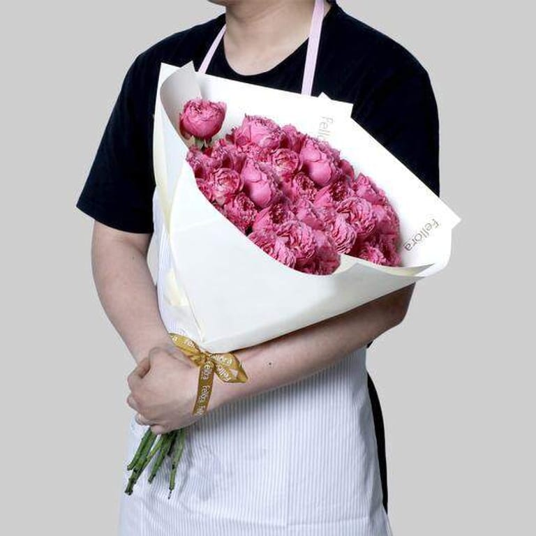 11 Cerise Garden Peony Roses Bouquet-A309 - Image 3