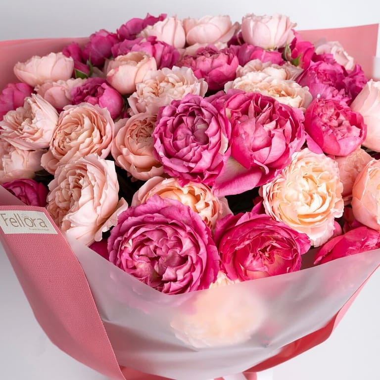 21 Hot Pink Blush Peony Roses Luxury Bouquet-A375 - Image 3