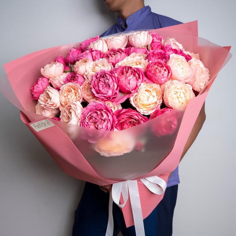 21 Hot Pink Blush Peony Roses Luxury Bouquet-A375 - Image 4