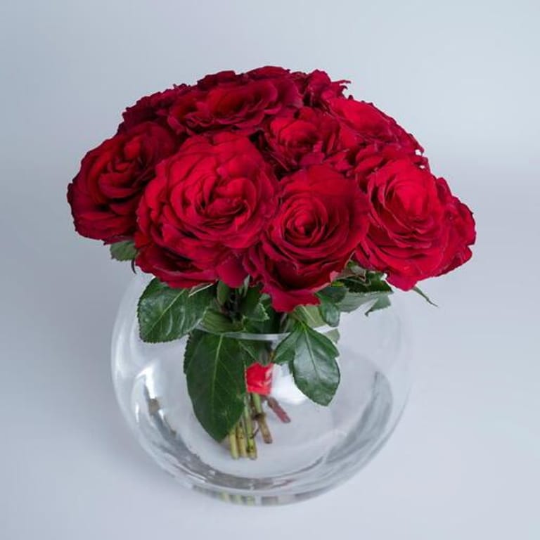 11 Red Roses Luxury Glass Vase Arrangement-A426 - Image 1