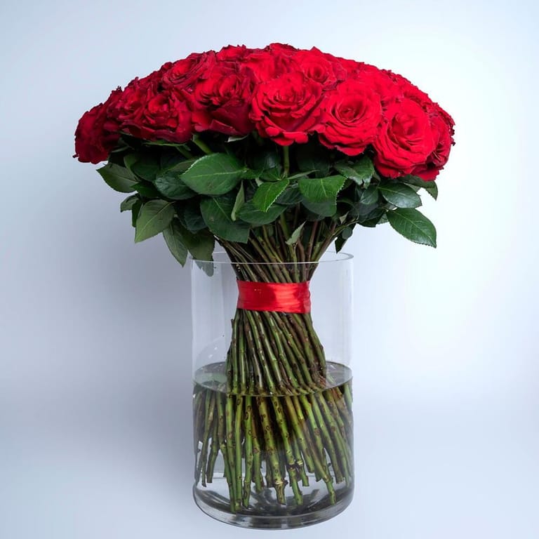 51 Red Roses Luxury Glass Vase Arrangement-A424 - Image 2