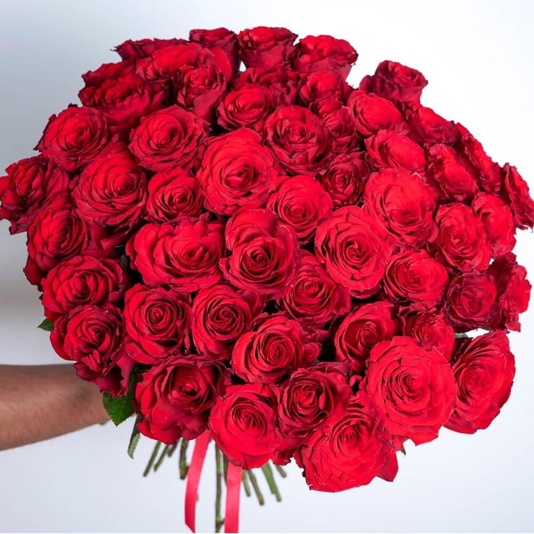 51 Red Roses Hand-Tied Luxury Bouquet-A411 - Image 4