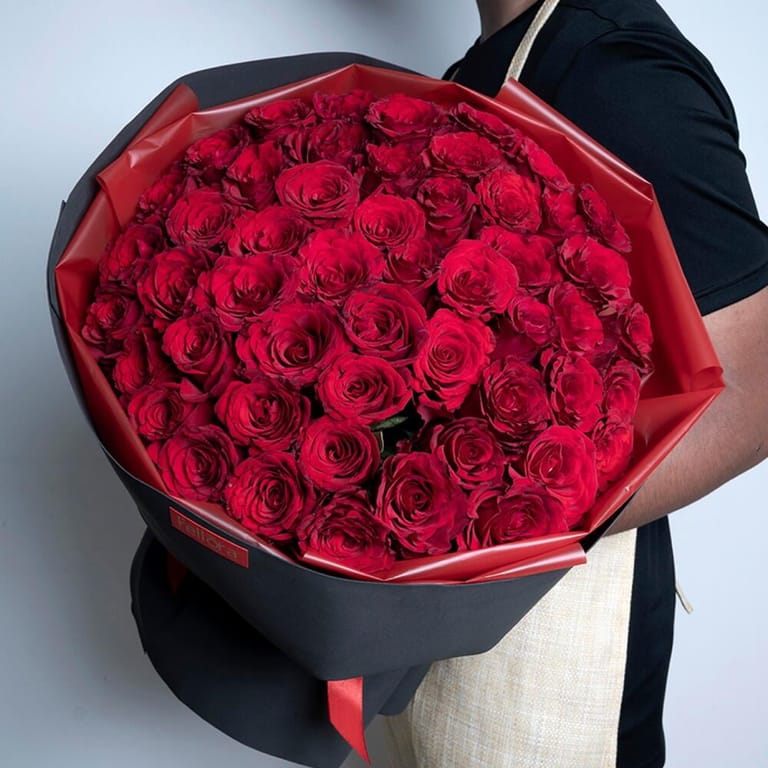 51 Premium Red Roses Luxury Mono Bouquet-A437 - Image 1