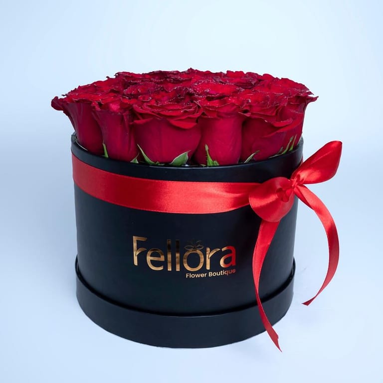 21 Red Roses Luxury Round Box Arrangement-A432 - Image 2