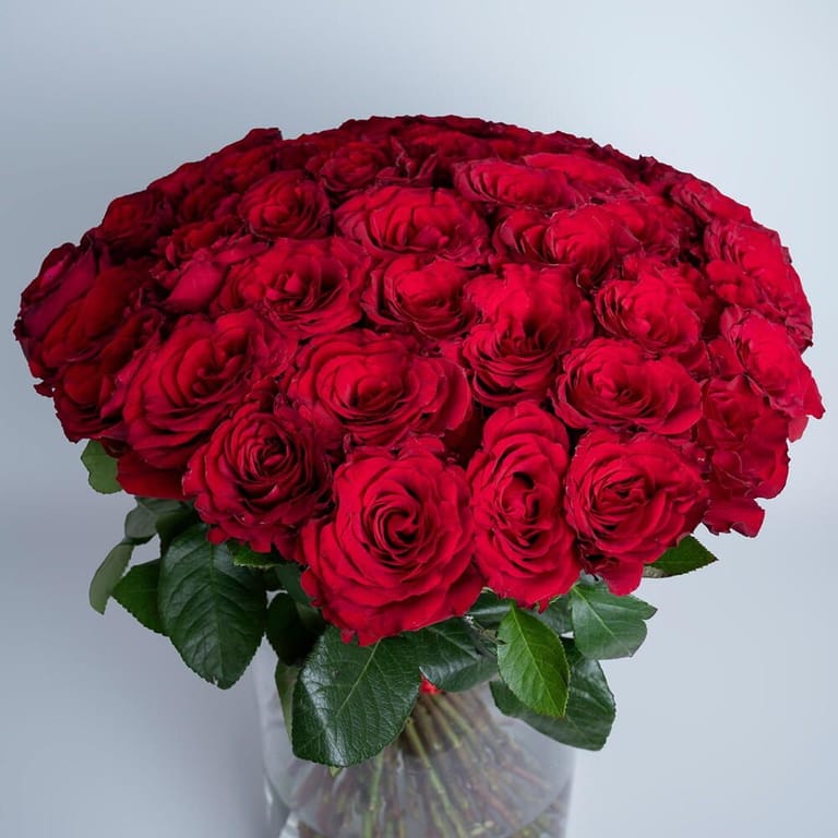 51 Red Roses Luxury Glass Vase Arrangement-A424 - Image 4