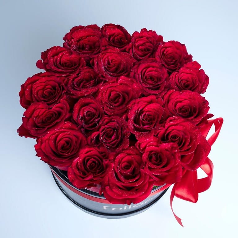 21 Red Roses Luxury Round Box Arrangement-A432 - Image 3