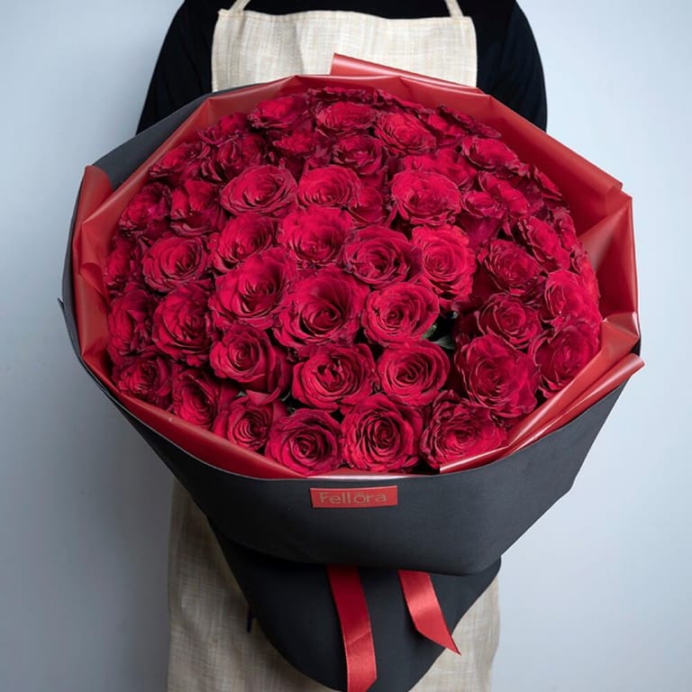51 Premium Red Roses Luxury Mono Bouquet-A437 - Image 2